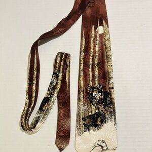 Wolf Silk Necktie Endangered Species Men's Tie Wolves Nature Outdoors Animals
